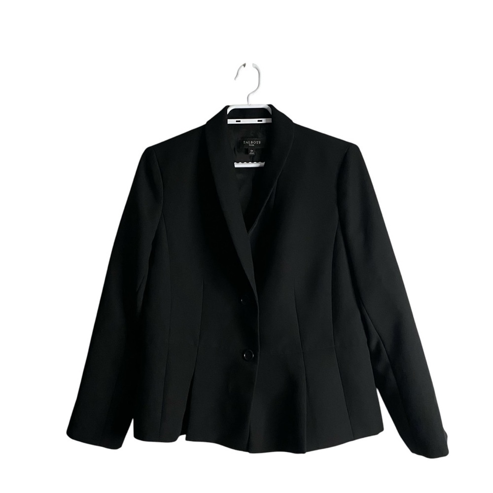 Talbots Petites Women's Black Single-Breasted Pleated Blazer